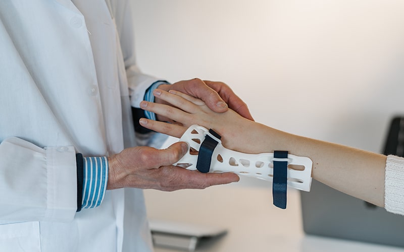 wrist fitted with brace